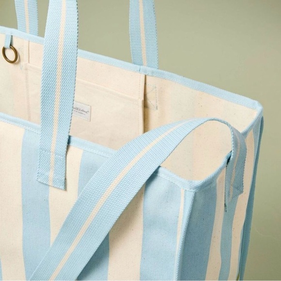 Cross Stripe Carry-All Tote Blue/Green/Natural Hearth & Hand with Magnolia - Picture 3 of 3